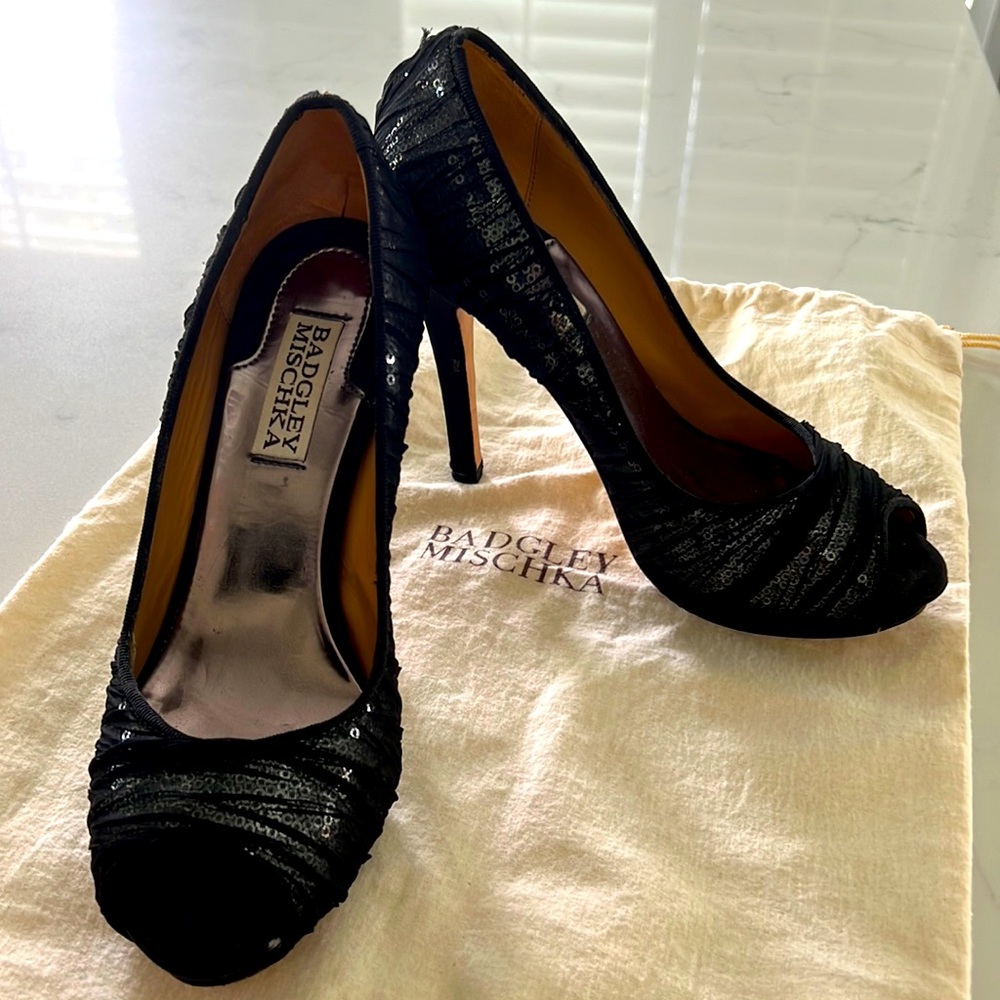 Bradley Mischka black/silver heels.